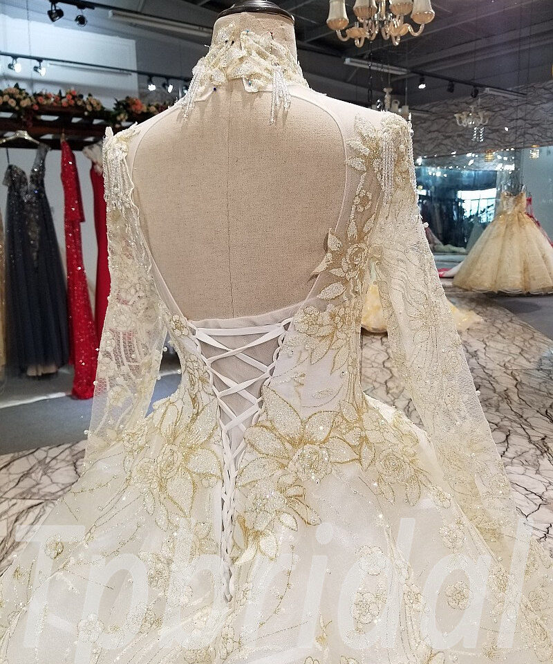 white and gold wedding dress ball gown 283-04