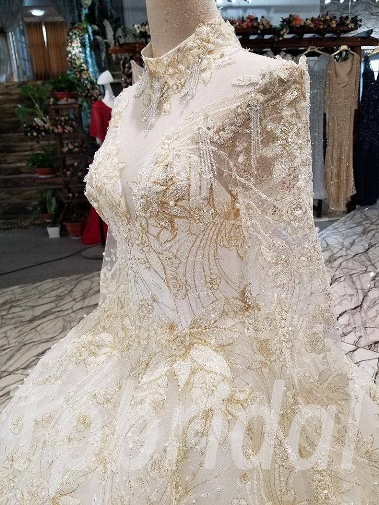 White And Gold Wedding Dress Ball Gown Under 500