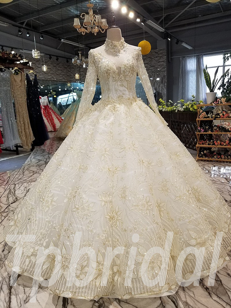  White  And Gold Wedding  Dress  Ball Gown Under  500 