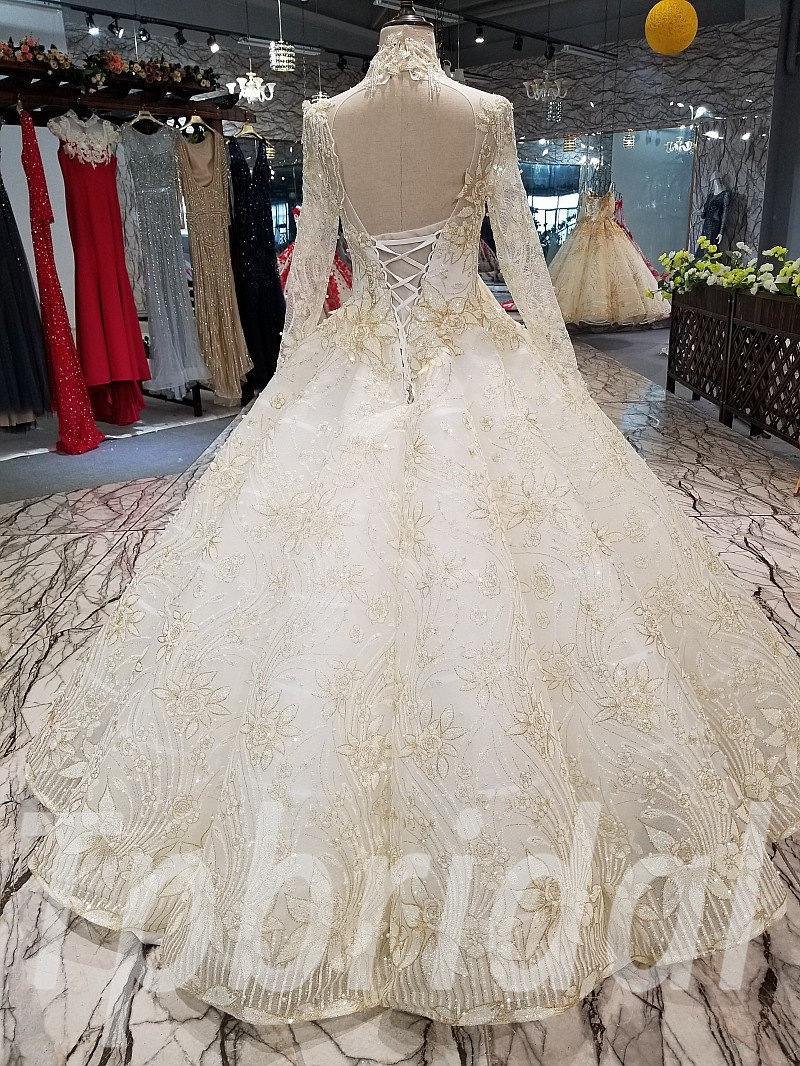 White And Gold Wedding Dress Factory ...