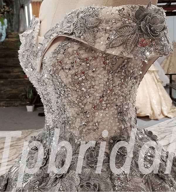 ball gown evening dress grey 298-01