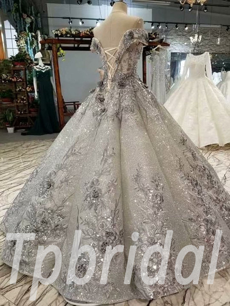 grey ball gown