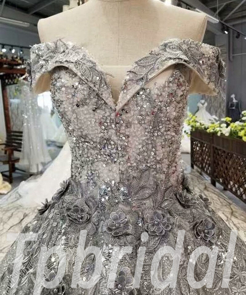 ball gown evening dress grey 298-03