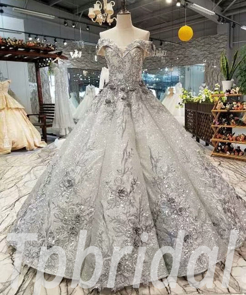 ball gown evening dress grey 298-05