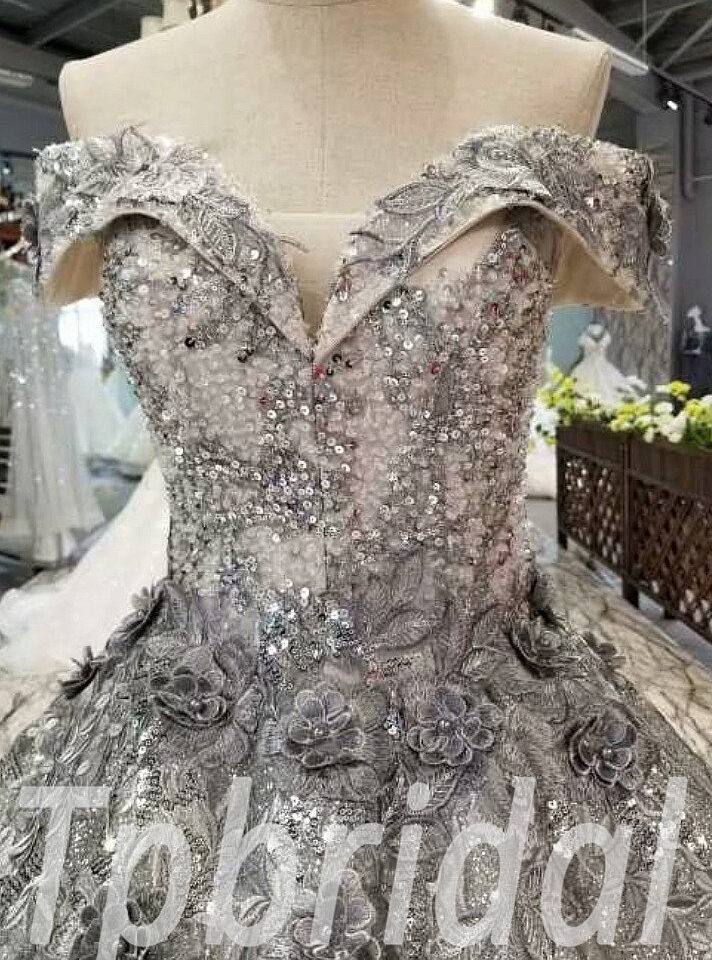 ball gown evening dress grey 298-06