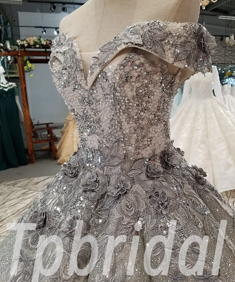 ball gown evening dress grey 298-07