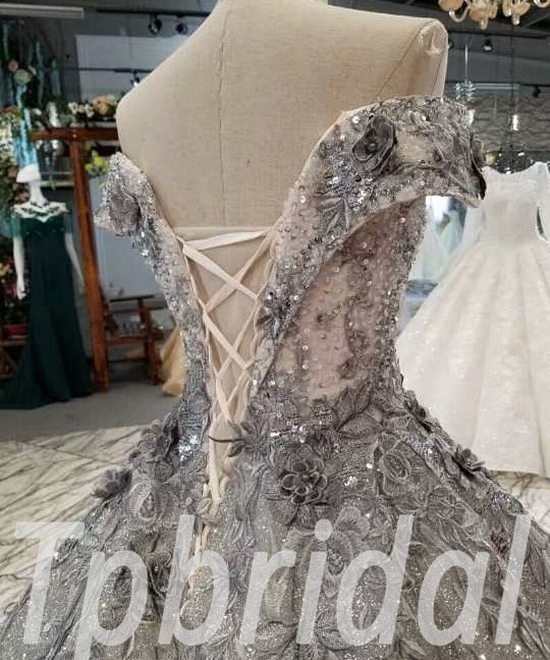 ball gown evening dress grey 298-08