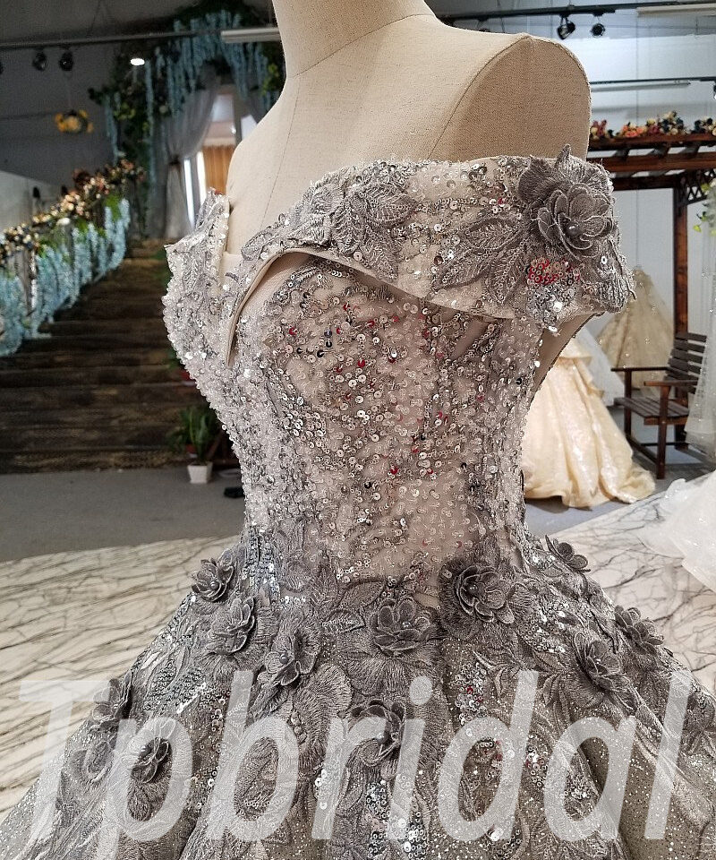 ball gown evening dress grey 298-09