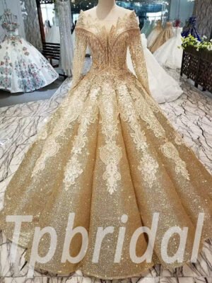 ball gown wedding dress gold 306-02