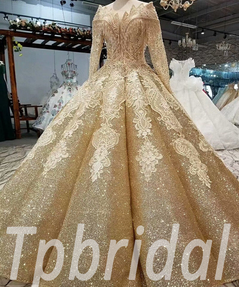 ball gown wedding dress gold 306-06