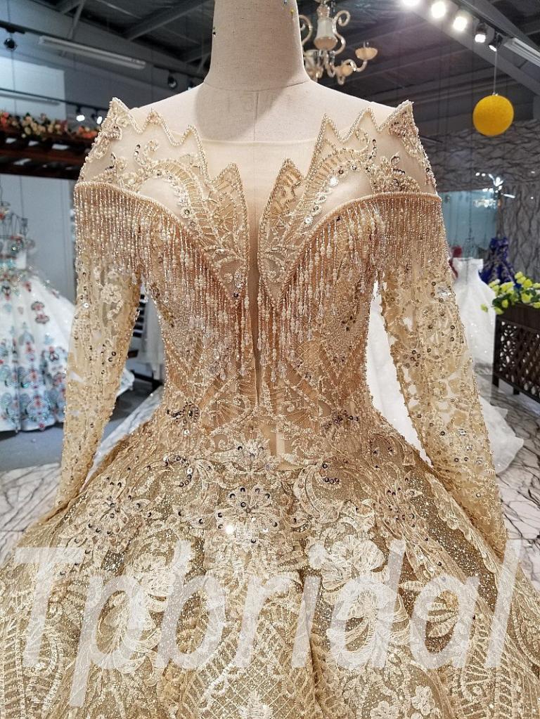 Gold wedding dresses online shopping bridal gown sale • tpbridal