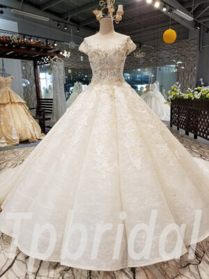 ball gown wedding dress with train 300-08