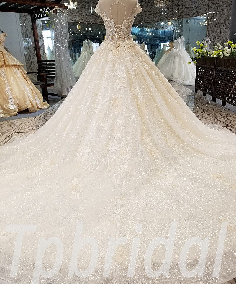 ball gown wedding dress with train 300-11