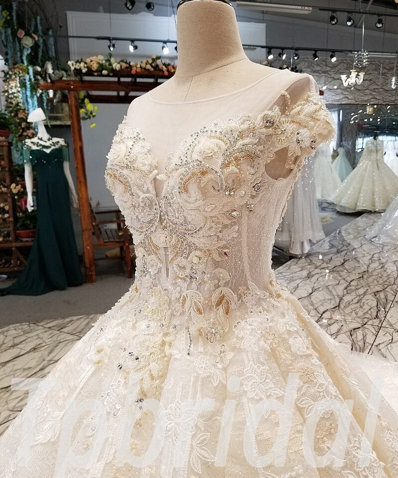 ball gown wedding dress with train 300-12