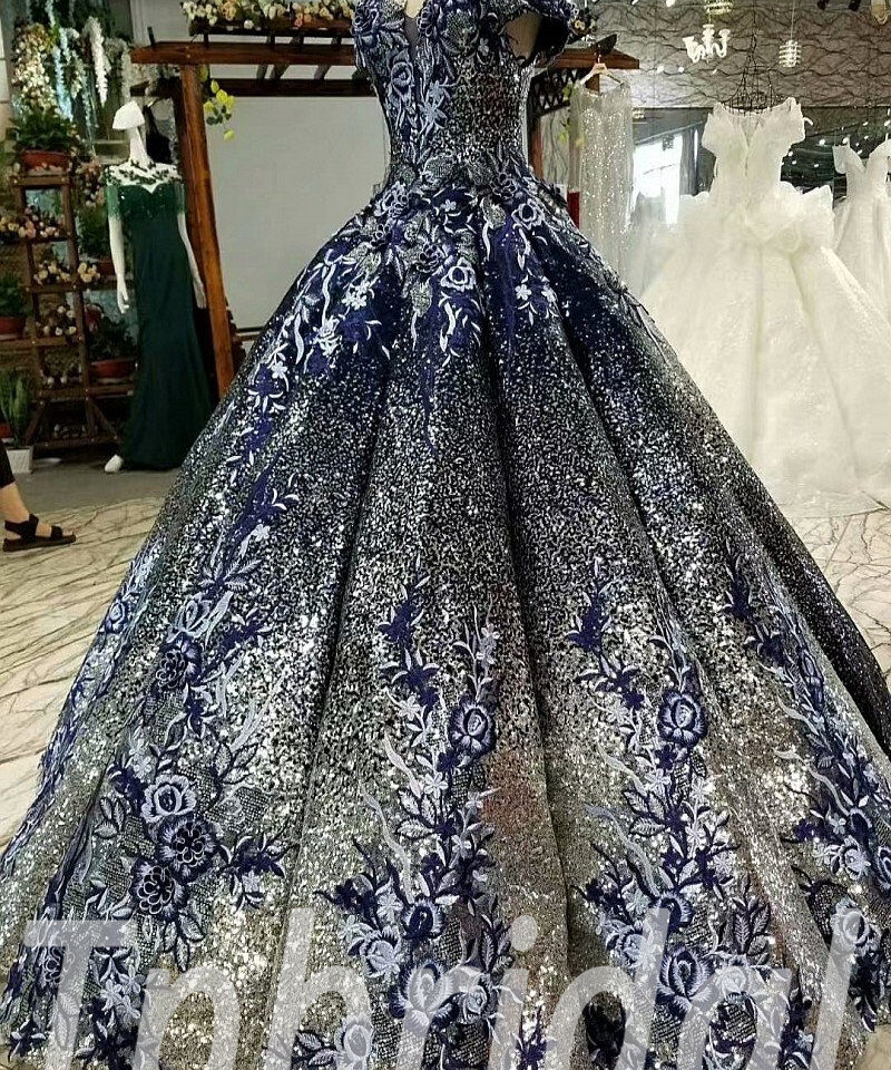 dark blue prom dress ball gown 297-01