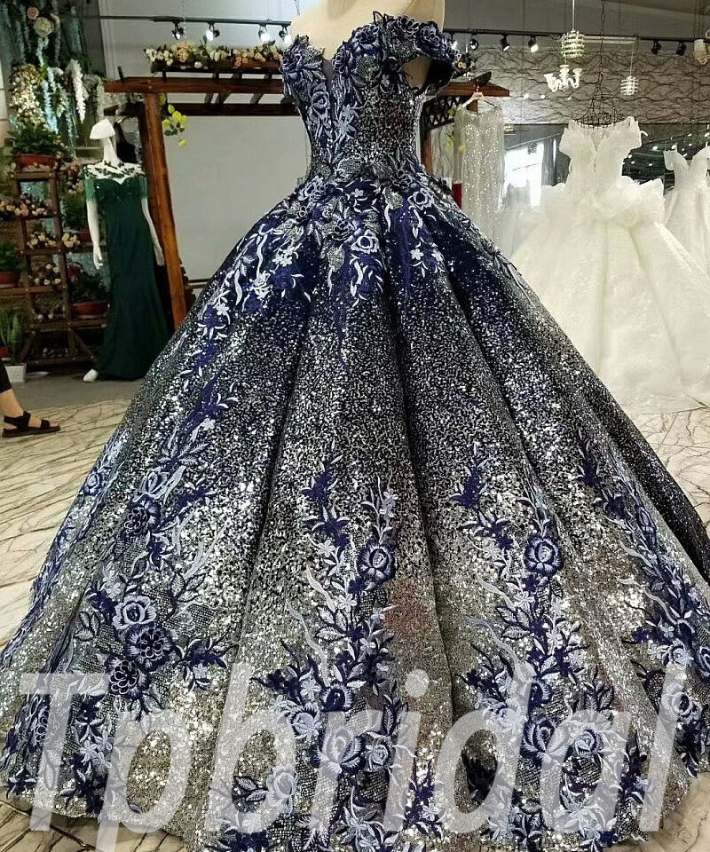dark blue prom dress ball gown 297-03