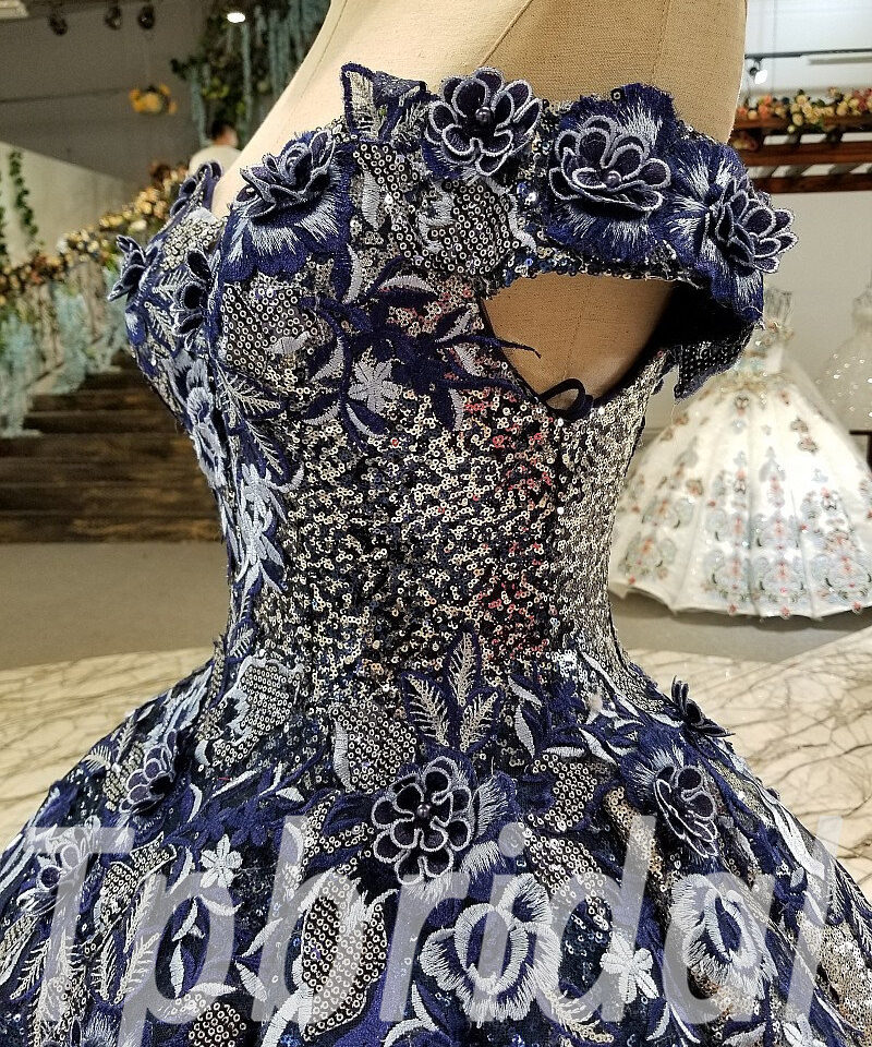 dark blue prom dress ball gown 297-04