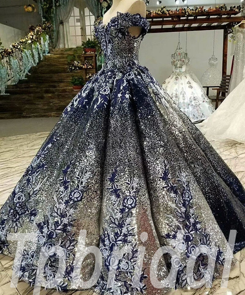 dark blue prom dress ball gown 297-06