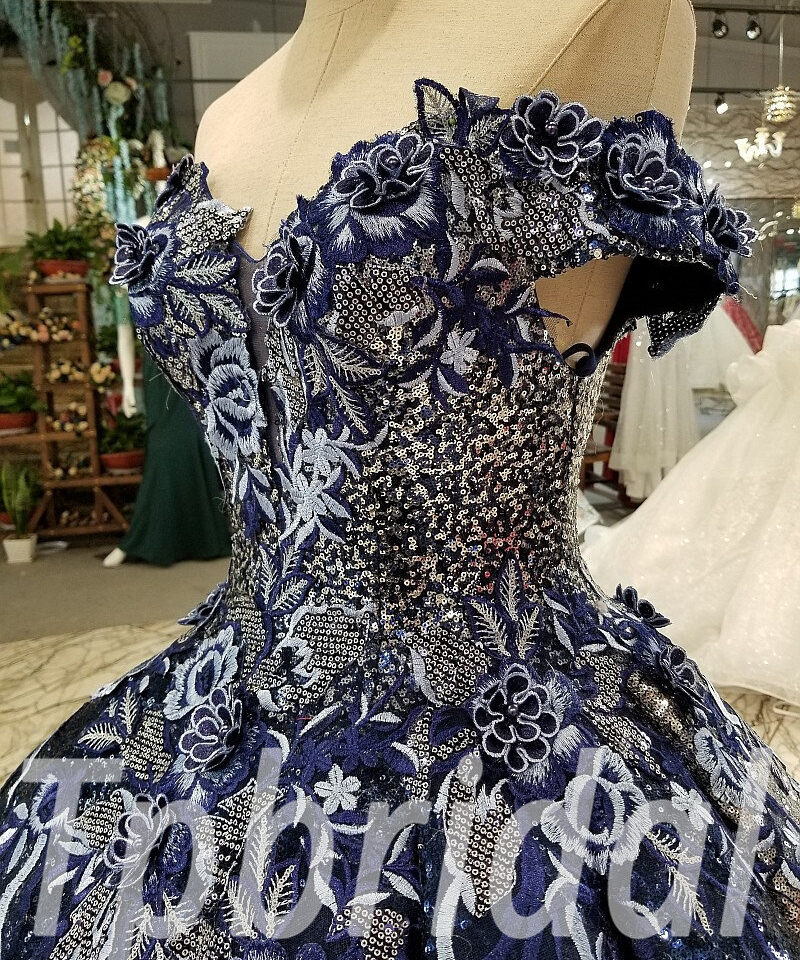 dark blue prom dress ball gown 297-07