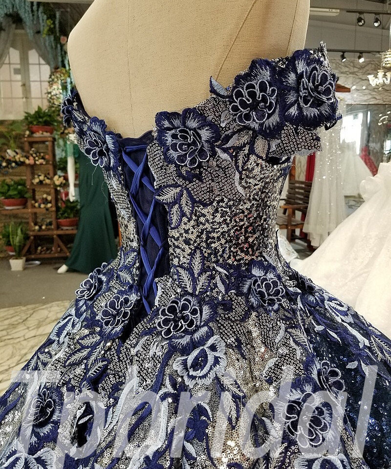 dark blue prom dress ball gown 297-08