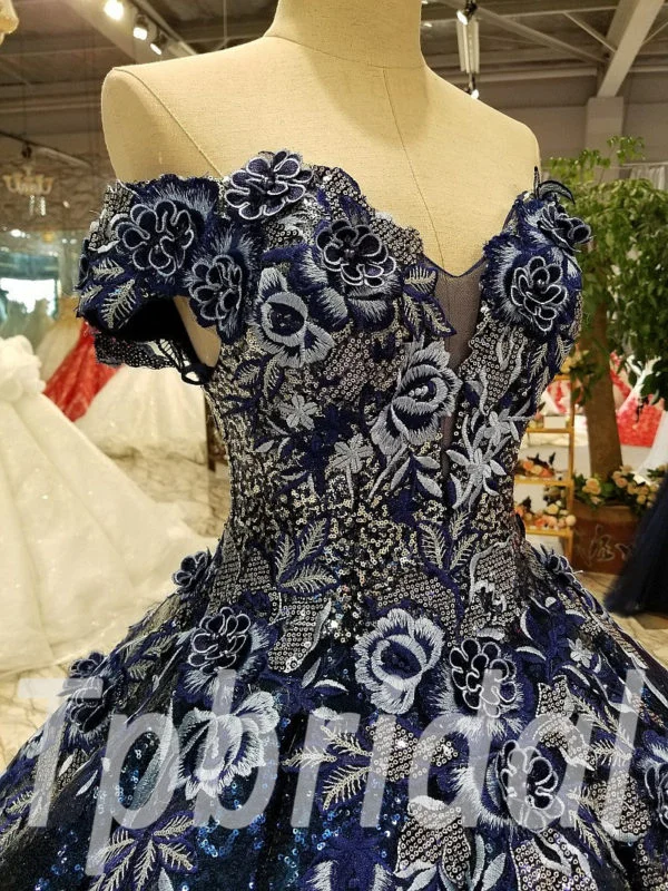 dark blue prom dress ball gown 297-09