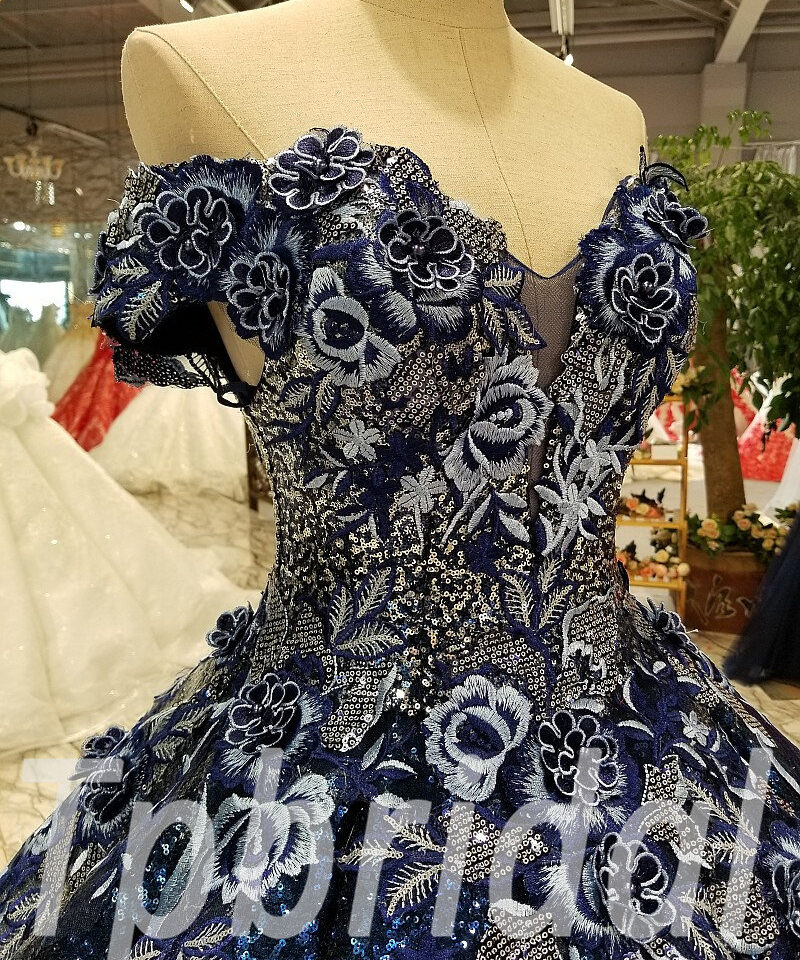 dark blue prom dress ball gown 297-09