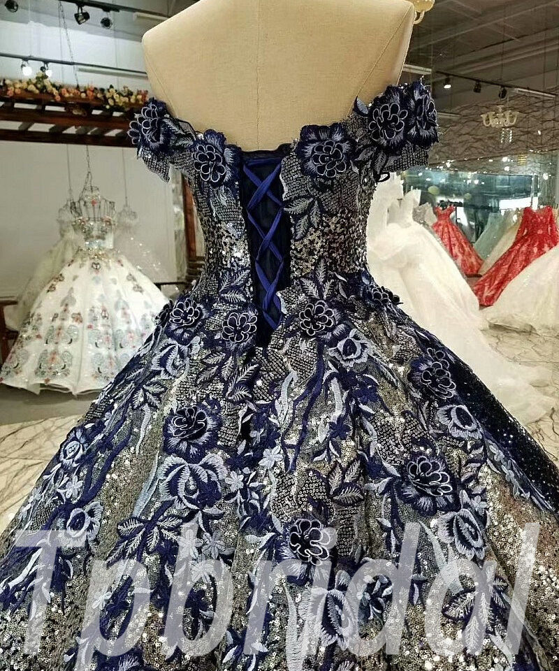 dark blue prom dress ball gown 297-10