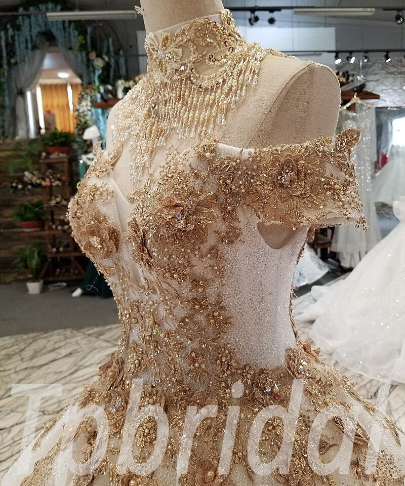 haute couture wedding dress gold 303-11