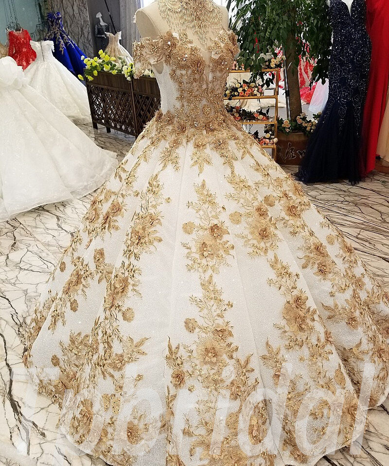 haute couture wedding dress gold 303-13