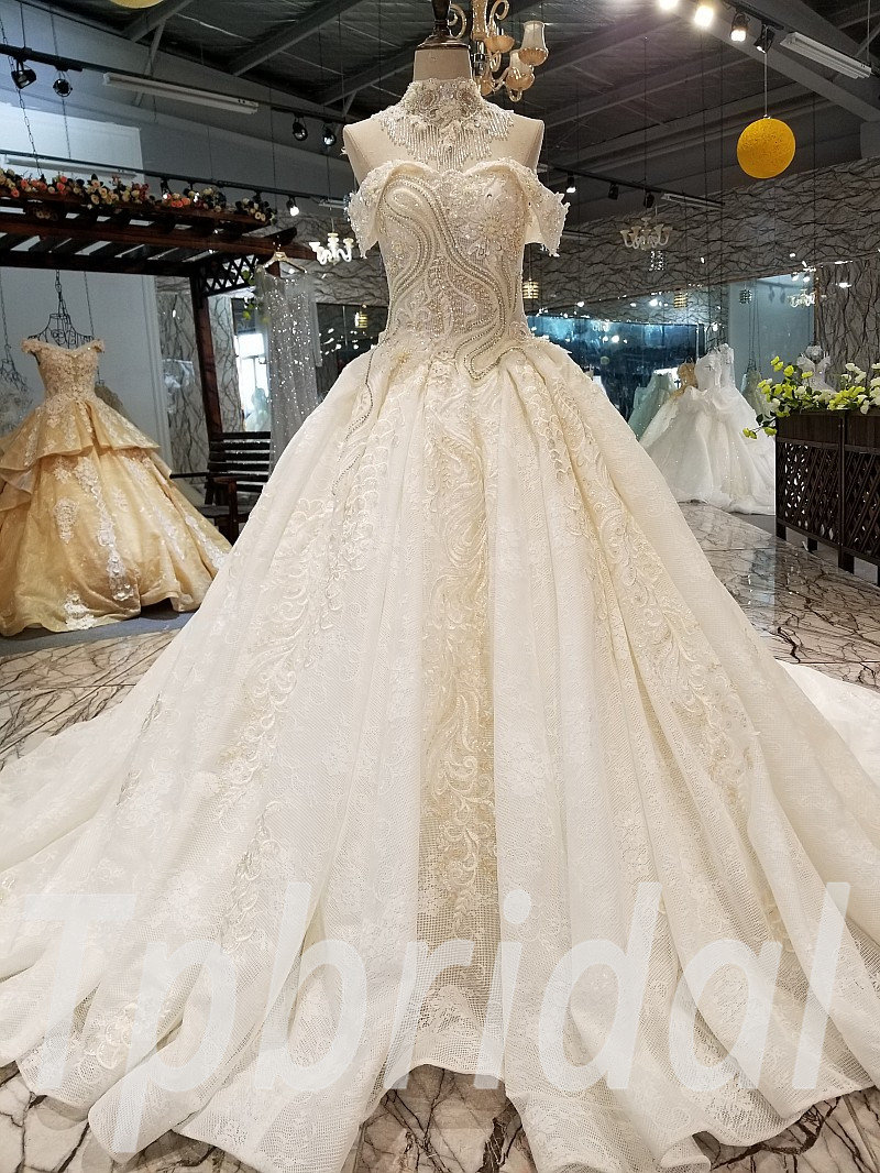 wedding ball gown with train