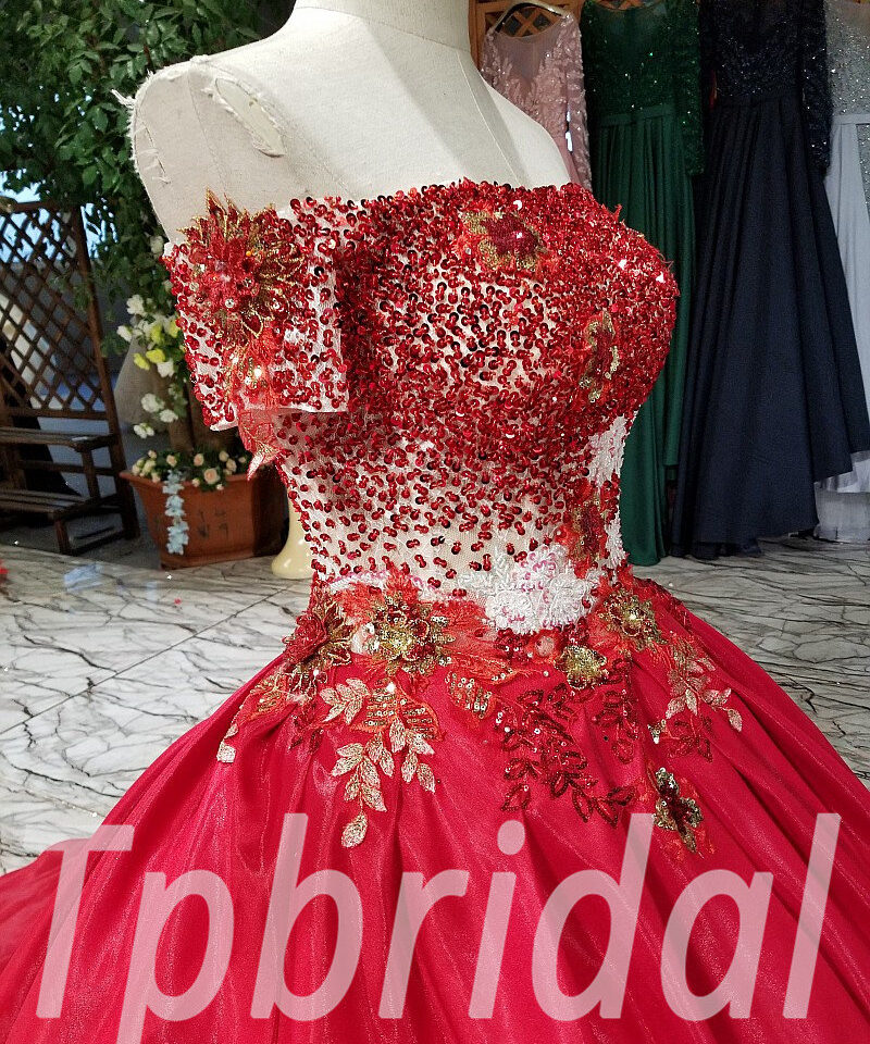red ball gown prom dress 294-02