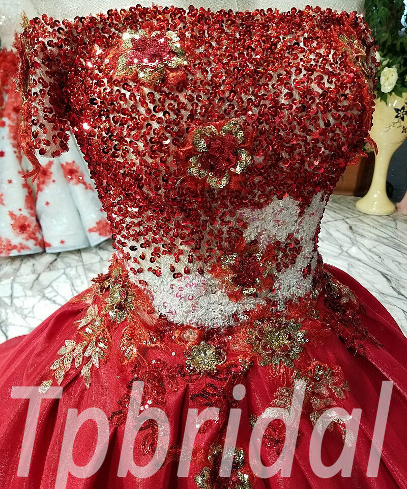 red ball gown prom dress 294-03