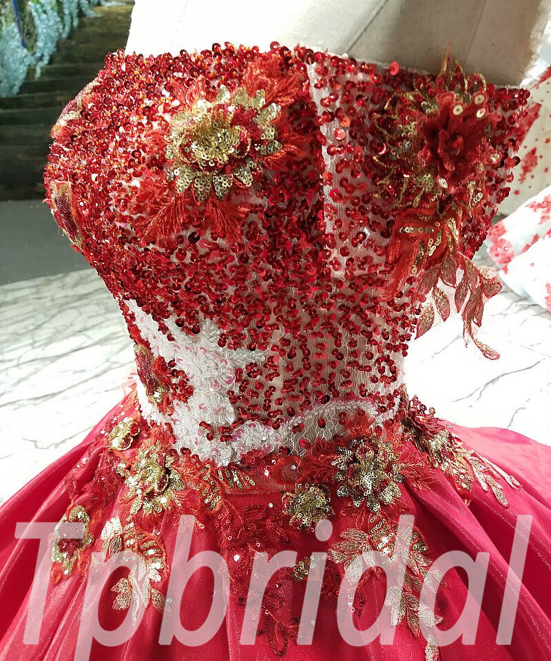 red ball gown prom dress 294-05