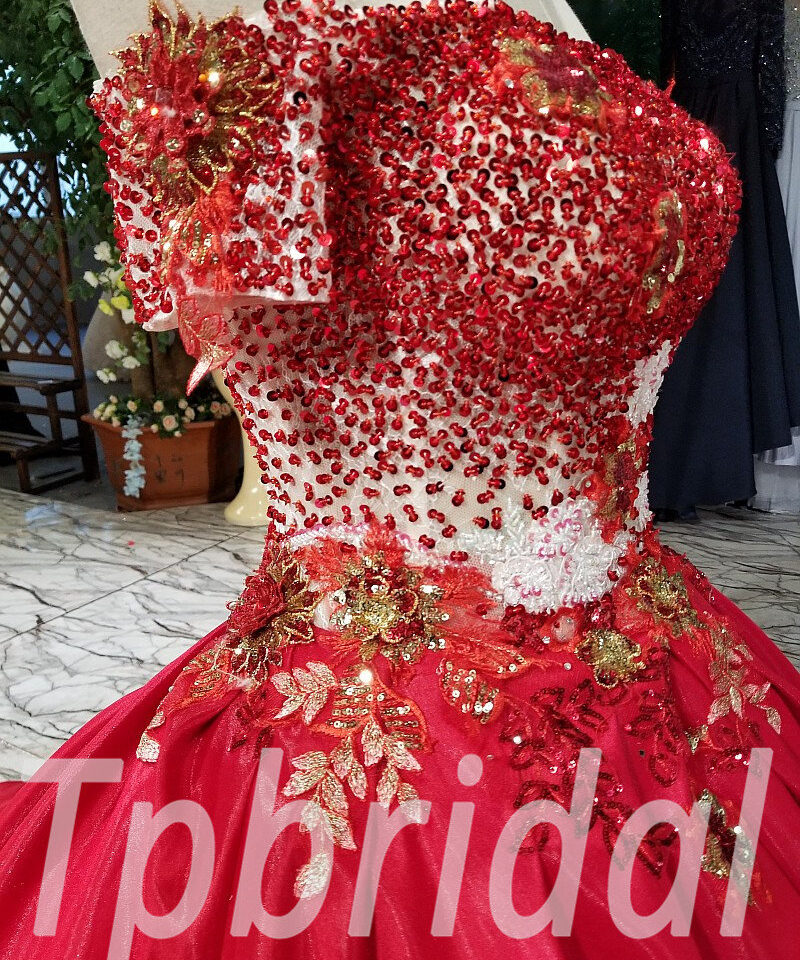red ball gown prom dress 294-06