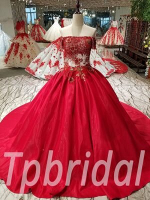 red ball gown prom dress 294-07