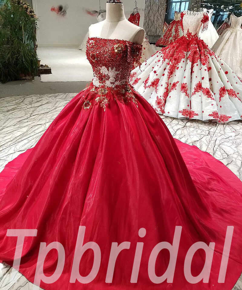 red ball gown prom dress 294-10