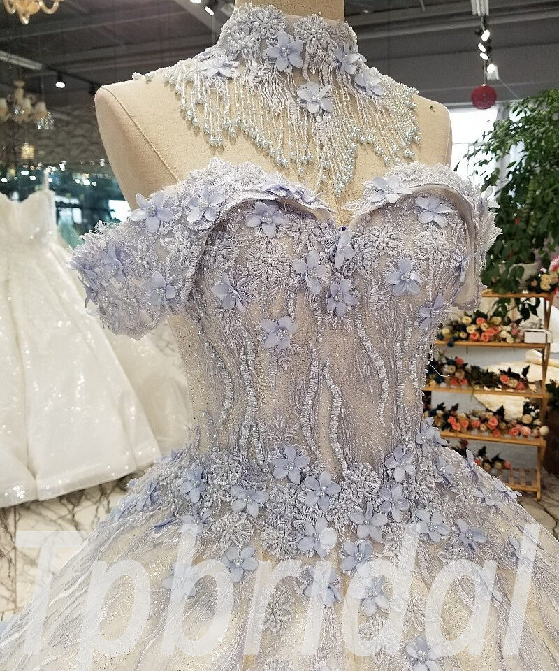 white and blue wedding dress 307-02