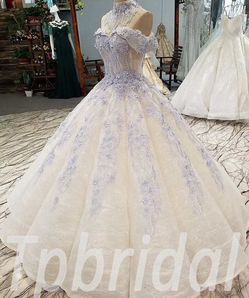 white and blue wedding dress 307-05