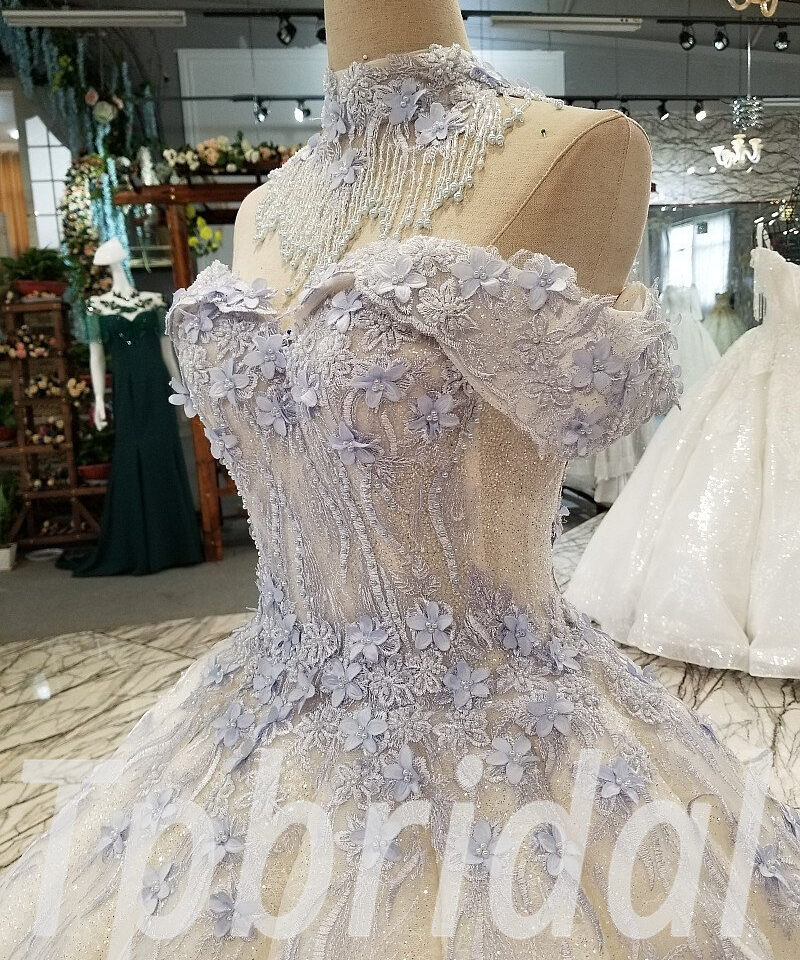 white and blue wedding dress 307-07