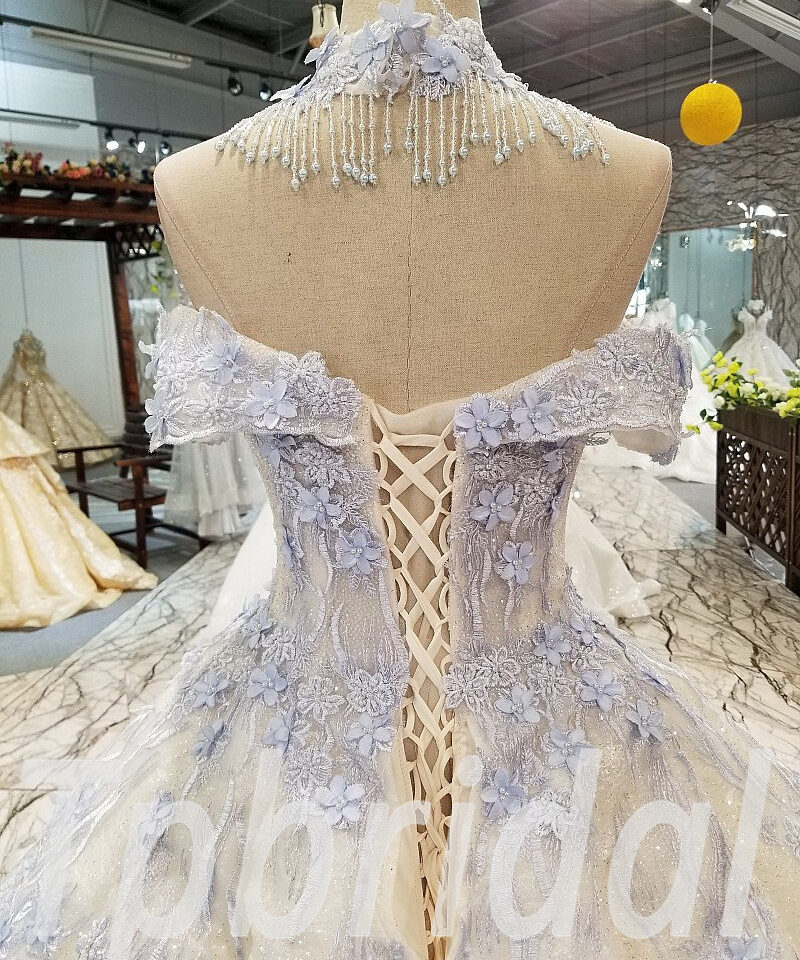 white and blue wedding dress 307-08