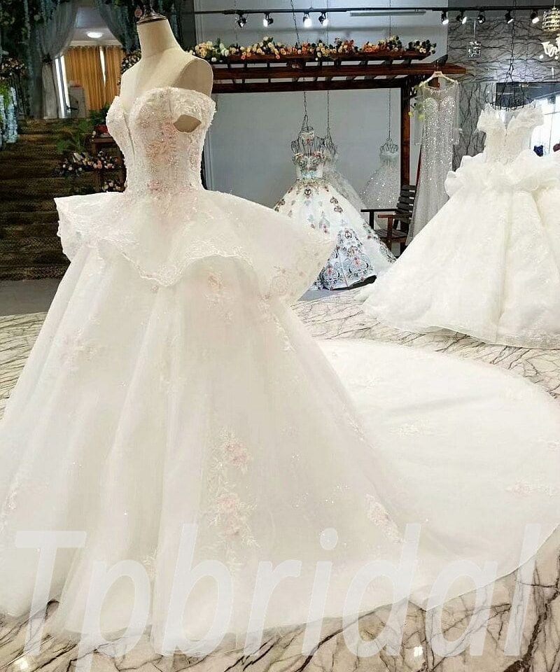 white and pink wedding dress 304-05