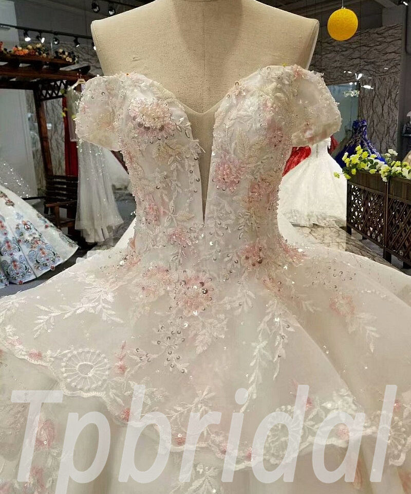 white and pink wedding dress 304-08