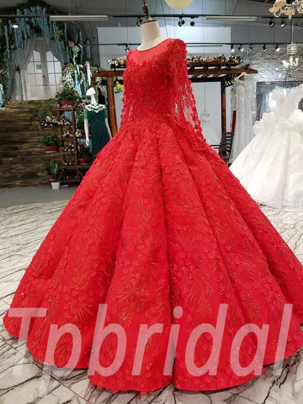 Ball Gowns For Prom Red Long Sleeve Wedding Dress Sale