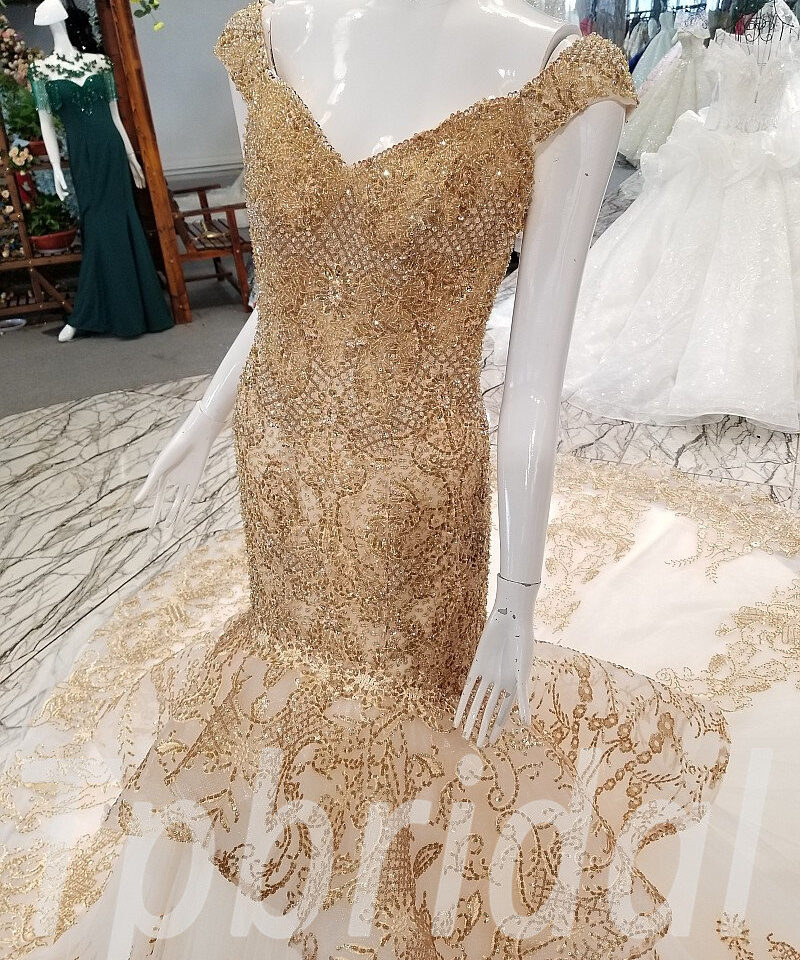 gold wedding dress mermaid 0320-05