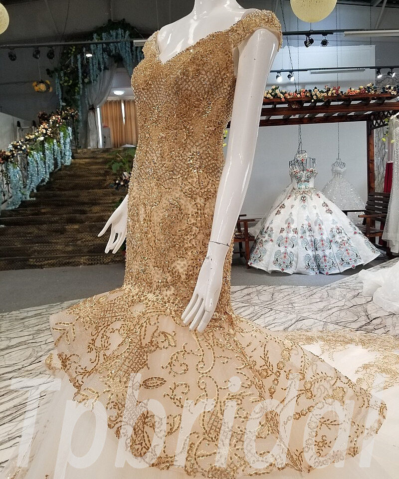 gold wedding dress mermaid 0320-06