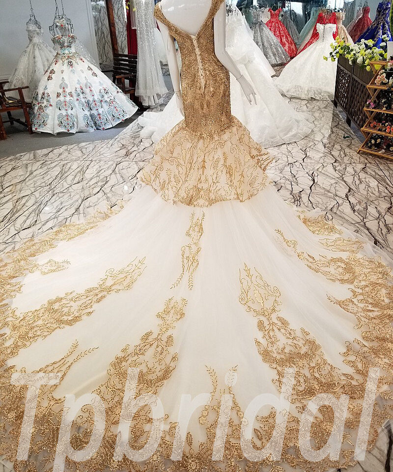 gold wedding dress mermaid 0320-07