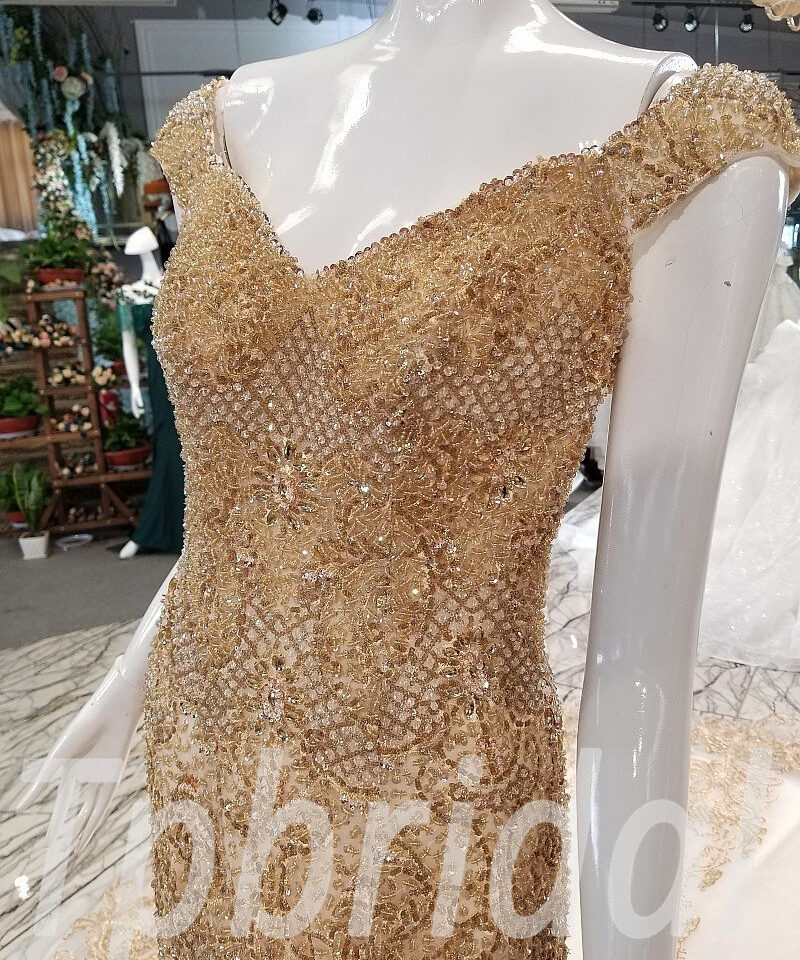 gold wedding dress mermaid 0320-08