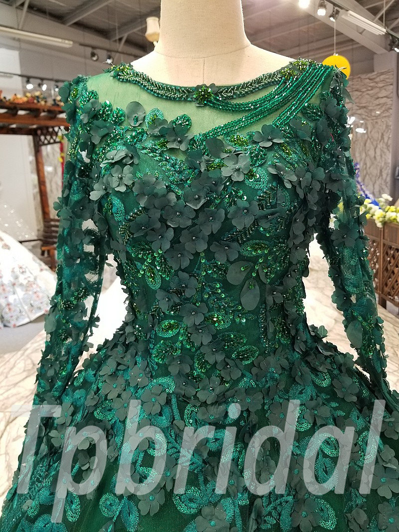 Long Formal Dress Green Prom Dress Long Sleeve For Sale