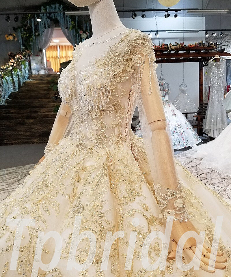 long sleeve ball gown wedding dress-0325-04