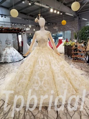 long sleeve ball gown wedding dress-0325-07